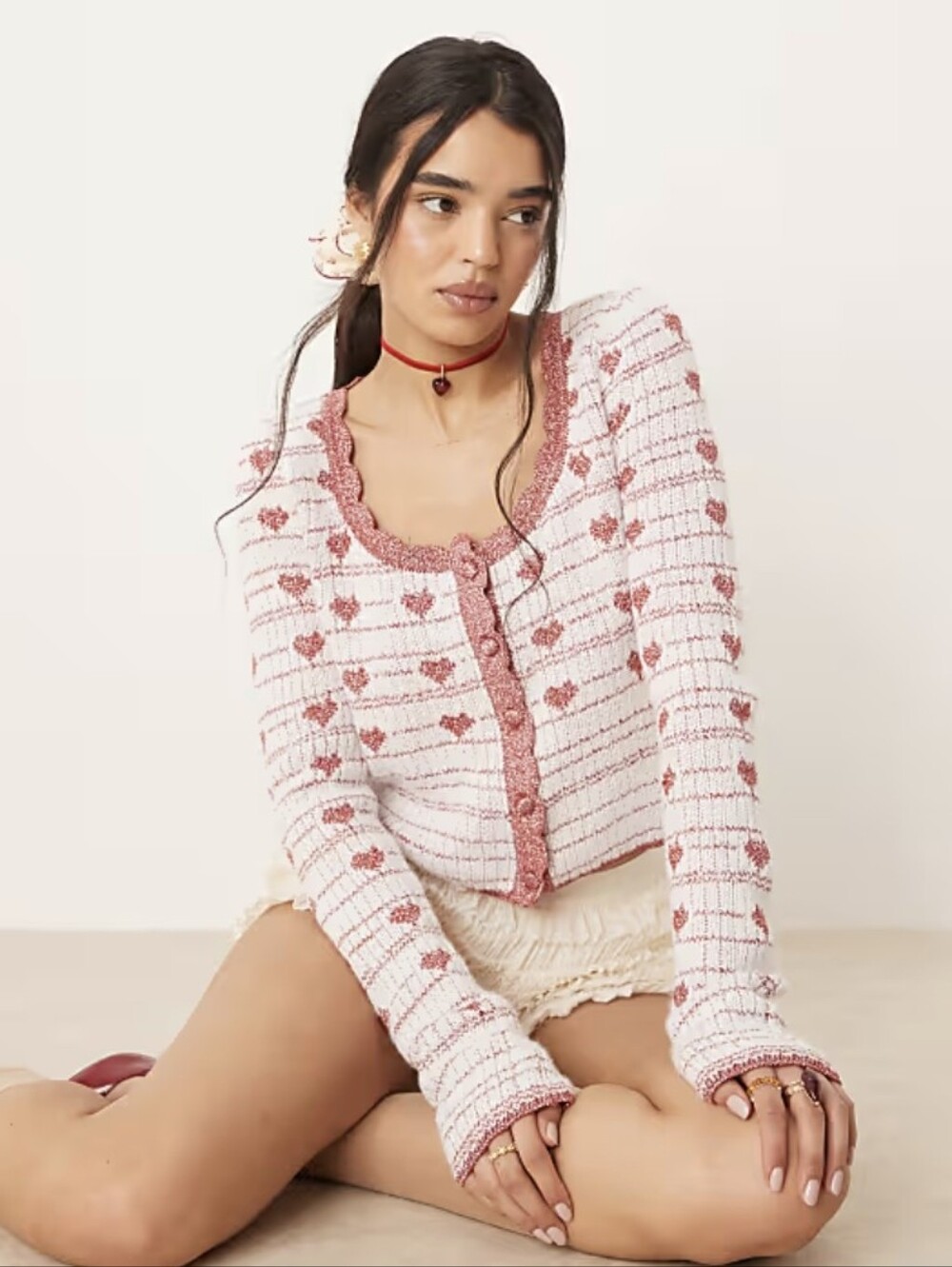 For Love And Lemons Candy Heart Cardigan XL